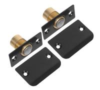 2set Loquet de Porte Caché en Acier Inoxydable Noir, Réglable | Fermeture Sécurisée, Réduit le Bruit, Empêche les Claquements, Plaque de Gâche pour Placard et Bureau