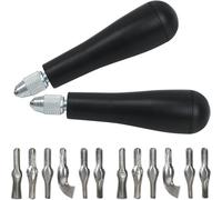 2Sets Linoleum Carving Tools Cutter Kit-with 6 Type Blades,Linocut Stamp Cutting Print Making Material,for DIY Sculpture
