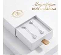 2SPLENDID® Boucles d'Oreilles Scintillantes Cristal Autrichien Finition Or Blanc. Coffret Offert. Cadeau pour Elle