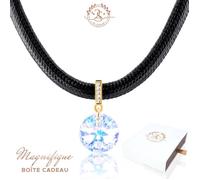 2SPLENDID® Collier Femme avec Cristal Autrichien Baigné dans l'Or. Coffret Cadeau femme. Idéal pour Noël, Nouvel An, Fêtes