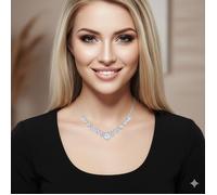 2SPLENDID® Collier Femme Cristaux Autrichiens Baigné dans l'OR Blanc. Belle boite cadeau. Prêt à offrir pour Noël, Nouvel An, Maman