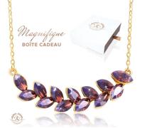 2SPLENDID® Magnifique Collier Femme avec Cristal Autrichien Baigné dans l'OR. Ecrin cadeau offert. Cadeau de fêtes pour femme