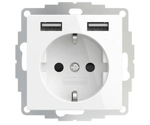 2USB 106202 2U-449339 Prise 2 USB inCharge Pro, Blanc Brillant, 71x71x45 mm