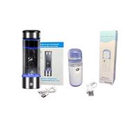 2VABU Pack Bouteille d'eau hydrogénée portable + Vaporisateur d'eau, Générateur d'eau d'hydrogène, Machine à eau hydrogénée avec cathode et anode en platine, Ioniseur d'eau alcaline, 450 ml