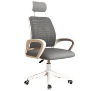 2WFYJNITP Fauteuils de Direction Chaise de Bureau Ergonomique avec accoudoir Fixe, Coussin siège en Mousse Souple et Soutien Lombaire, Chaise à Dossier Haut Maille Soutien Lombaire(Grigio)
