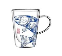2WFYJNITP L'Utilisation Quotidienne Tasses à café en verre double paroi, décorées de motifs totémiques chinois anciens, transparentes, avec anse, 280 ml pour Cocktail