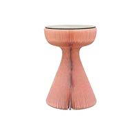 2WFYJNITP Salon Table d'appoint Pliable, 33 x 53,3 cm, Table Ronde, Petite, Basse de Bistro Centre-Table(Pink+Clear Glass)