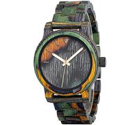 2win Montre à quartz pour homme en bois coloré faite à la main - Style décontracté, Bracelet en bois