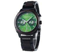 2win Montre multifonction en bois pour homme - Chronographe militaire japonais - Affichage de la date - Lumineuse et élégante, vert, montre en bois