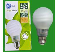 2x 11W (=60W) GE GLS Cfl Ampoule Économie Énergie Forme D'Énergie Globe Es E27