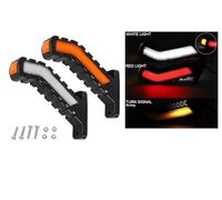 2x 12V-24V LED Feux de Gabarit et d’Encombrement Tricolore Rouge Blanc Orange Avec Clignotant Dynamique Pour Camions et Poids lourds Agricole Remorques et Semi-remorques Chariots élévateurs