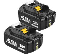 2X 18V 5,5Ah/5500mAh Batterie pour Makita, Powtree Remplacement pour Makita 18V BL1850 BL1850B BL1860B BL1860 BL1840B BL1840 BL1830 BL1835 BL1845 194204-5 LXT-400 avec Indicateur LED