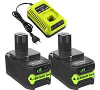 2x 18V 6,0Ah batterie avec RYO-P117 chargeur pour Ryobi One+ Plus RB18L50 P108 P102 P103 P104 P105 P106 P107 P109 BPL-1815 BPL-1820G BPL-18151