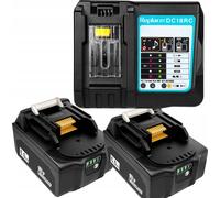 2x 18V 6.0Ah batteries avec chargeur DC18RC Pour Makita BL1850 BL1815 BL1815N BL1820 BL1820B BL1830 BL1830B BL1835 BL1840 BL1840B 194204-5 194205-3 194309