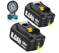 2X 18V 8.0Ah Batteries pour makita BL1860B BL1850B BL1840 BL1845 BL1850 BL1830 BL1835 194205-L1845 BL1890 BL1415 BL1430 BL1440 BL1835 194205-3 LXT-400 avec Batterie LED