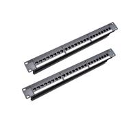 2X 19 Pouces 1U Armoire Rack Pass-Through 24 CAT6 Panneau de Brassage Port de Contact RJ45 (Port de Contact RJ45) Cadre Modulaire