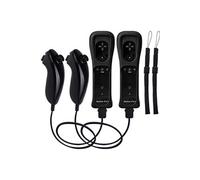 2x 2 en 1 Manette Wiimote Motion Plus intégré et Nunchunk QUMOX compatible pour Nintendo Wii et Wii U -QUMOX® noire