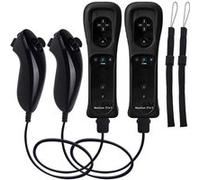 2x 2 en 1 Manette Wiimote Motion Plus intégré et Nunchunk QUMOX compatible pour Nintendo Wii et Wii U -QUMOX® noire