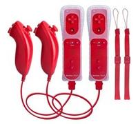 Manette Qumox 2x 2 en 1 Manette Wiimote Motion Plus intégré et Nunchunk compatible pour Nintendo Wii et Wii U -QUMOX Rouge