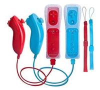 Manette Qumox 2x 2 en 1 Manette Wiimote Motion Plus intégré et Nunchunk compatible pour Nintendo Wii et Wii U -QUMOX (rouge et bleu)