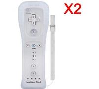 2x 2 en 1 Manette Wiimote Motion Plus pour Nintendo Wii /Wii U /WII mini Blanc -QUMOX® Blanc