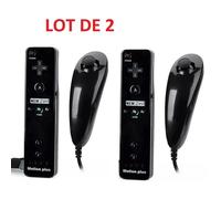 2X 2n1 Manette Wiimote Nunchuk intégré Motion Plus pou Nintendo Wii Noir