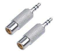 2X 3.5mm Stereo Male to RCA Mono Female Audio Adapter,Silver