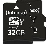 2x 32GB Class 10 UHS-I microSDHC Premium Memory Card with SD Adapter (up to 90MB/s) Black
