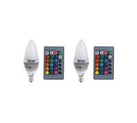 2X 3W Intelligent E14 RGB LED Ampoule ColoréE de Changement de Couleur avec 24 Bougies TéLéCommande Bouton Abat-Jour Laiteux