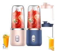 2x 400 Ml Mini Blender Portable Électrique, Mixeur Smoothies Verre Puissant Sans Fil Avec Couvercle & 6 Lames En Acier Inoxydable, Pour Jus De Fruits Et Smoothies Frais, Mélangeur Rechargeable USB
