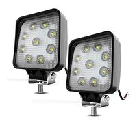 2x 4In 27W Carré off road lampe Barre Projecteur Phare de Travail LED flood Antibrouillard LED Feux Diurne lumière éclairage de la moto rampe de toit feu de recul Camion 4x4 Tracteur Bateau 12V-24V
