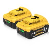 2X 5000mAh Remplacement pour Dewalt Batterie 18V DCB184 DCB180 DCB181 DCB182 DCB200 DCB201 DCB204 DCB127 DCB112 DCB115 avec indicateur LED(Jaune)