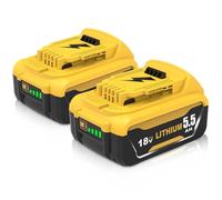 2X 5500mAh Remplacement pour Dewalt Batterie 18V DCB184 DCB180 DCB181 DCB182 DCB200 DCB201 DCB204 DCB127 DCB112 DCB115 avec indicateur LED(Jaune)