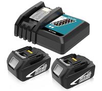 2X 5500mAh Remplacement pour Makita Batterie 18V + Chargeur DC18RCT 14.4 V -18V pour BL1860B BL1860 BL1850 BL1840B BL1840 BL1830B BL1830 BL1815 BL1835 BL1845 LXT-400 avec Indicateur LED