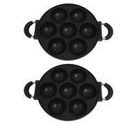 2X 7 Trous Cuisson Moule à Gâteau En Fonte Omelette Casserole Antiadhésive Marmite