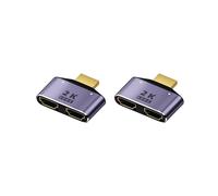 2X Adaptateur RéPartiteur 1 en 2 Sorties Compatible 2K @ 60Hz SéLecteur Bidirectionnel D'Affichage HD 2 en 1 avec LumièRe LED