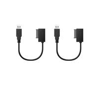 2X Adaptateur USB PC 6P + 7P CD DVD Rom Vers USB 2.0 Convertisseur Slimline 13 Broches Câble de Lecteur pour PC Portable Ordinateur Portable