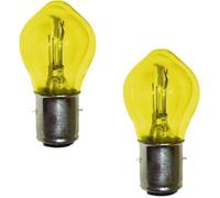 2x Ampoule 12v 35/35w Ba20d Jaune Double Filament Code + Phare Moto Cyclomoteur Scooter Mobylette