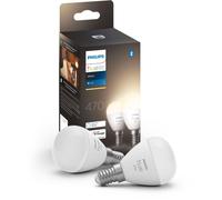 2x Ampoule Connectée Led Philips Hue White Sphérique E14 5.7w (Équivalent 40w) - Pack De 2 Blanc
