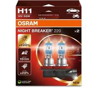2x ampoules H11 NIGHT BREAKER 220 OSRAM - 12V 55W - 64211NB220-2HB - PGJ19-2 - Boite Duo,
