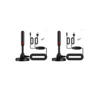 2X Antenne TV Intérieure HD, Antenne TV Numérique Intérieure 120 Miles avec Prise en Charge de L'Amplificateur de Signal 4K/1080P/UHF/VHF/TNT HDTV