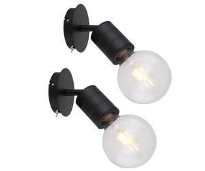 2x Applique Applique Salon Spot mobile Noir Aluminium H 14,5 cm