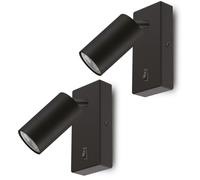 2x Applique LED avec interrupteur, noire, 40W, IP20, lumière blanche neutre [EEK: A]