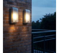 Applique murale Lampe d'extérieur Lampe de façade Acier galvanisé LED Lampe de jardin, verre structuré satiné, 3,7 W 320 lm blanc chaud, lot de 2