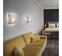 Applique murale LED en verre chromé, lampe de couloir, lampe d'escalier, lampe de salon, 1x LED blanc chaud, DxH 16x9 cm, lot de 2