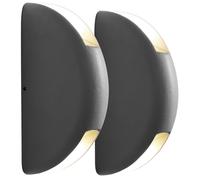 2x Applique murale LED d'extérieur, applique de jardin Up & Down, gris aluminium, H 20 cm