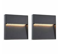Vidaxl 2 Pcs Appliques Murales Led D'extérieur 3 W Noir Carré Noir