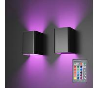 2x Appliques murales modernes Led Noir Appliques d'intérieur Avec télécommande Éclairage mural Pour salon Chambre Couloir, Couleur de lumière : RGB