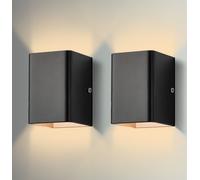 2x Appliques murales modernes Led Noir Appliques intérieures Eclairage mural pour salon chambre couloir, couleur de lumière : blanc chaud