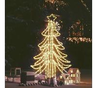 Figure d'Arbre de Noël Pliable Ornement de Fête Décoration de Vacances Ornement de Noël Jardin Extérieur Blanc Chaud 87x87x93 cm